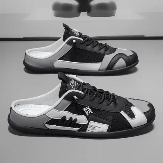 Respirável um Pedal Baotou chinelos sapatos masculinos ervilhas sapatos masculinos desodorante na moda lona preguiçoso s