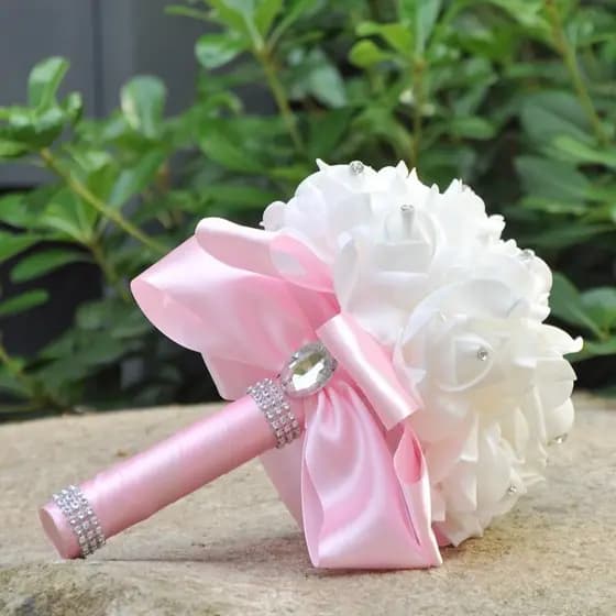 Buquê De Flores De Rosa , Casamento De Noiva De Simulação Romântica , Flor Artificial De PE