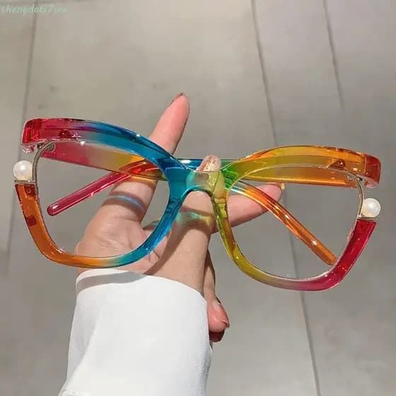 SHENGDA Óculos De Sol Femininos Arco-Íris , Armação De Ópticos De Luxo Olho De Gato , Verão Da Moda