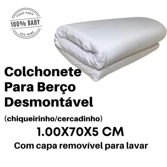 Colchonete Para Berço Portátil ou Cercadinho - Super Macio com fronha removível