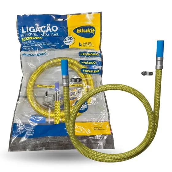 Mangueira Ligação Flexível Para Gás Espigão 3/8 X 3/8 Economy Com 1,20m Blukit Excelente e Qualidade