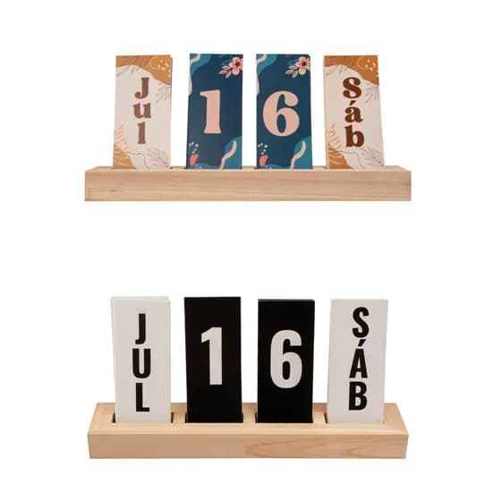 Calendário de Mesa Decorativo com Plaquinhas para Mesa Escritório Decoração Casa