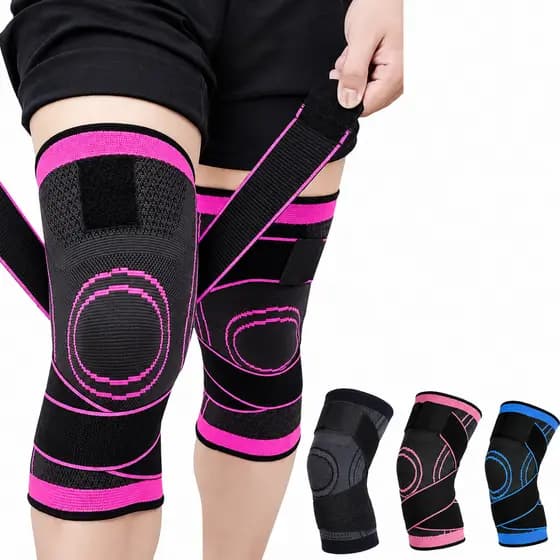 Kit 2 Joelheiras Esportivas com Compressão Ajustável Suporte para Joelho Academia Corrida