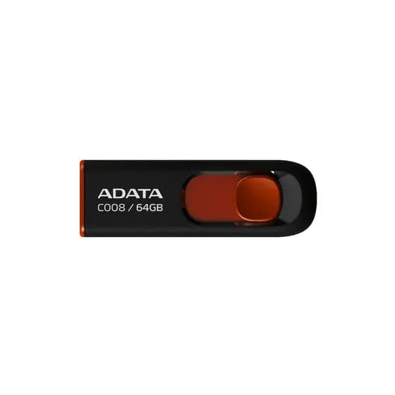 PEN DRIVE ADATA C008 64GB - USB 2.0 PRETO E VERMELHO - AC008-64G-RKD