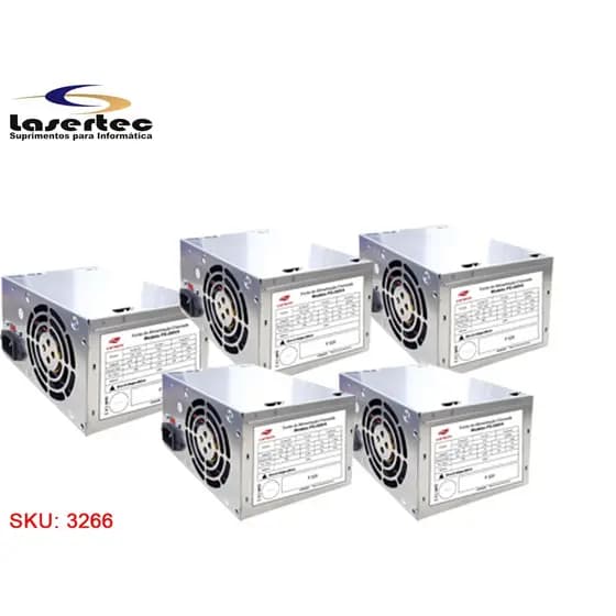 5 UNIDADES FONTE ATX 200W PS-200V4 FAN 8CM C3Tech S/CB 1 UNIDADE - EMBALAGEM OEM