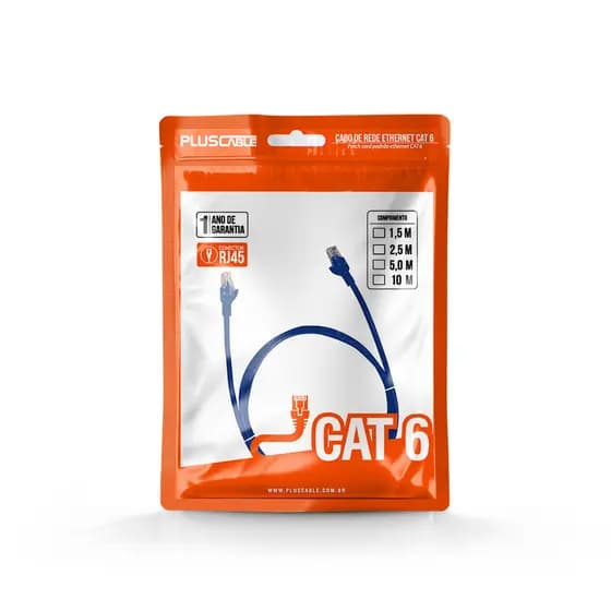 KIT 3 UNIDADES DE CABO REDE CAT.6 5MT PC-ETH6U50BL PATCH CORD Plus cable interface RJ45 externo - PVC