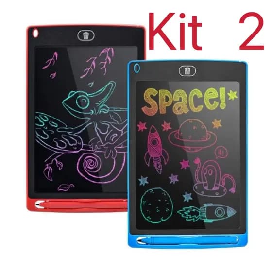 Kit 2 tela LCD infantil escrevendo e desenhando tablet de 8,5 polegadas