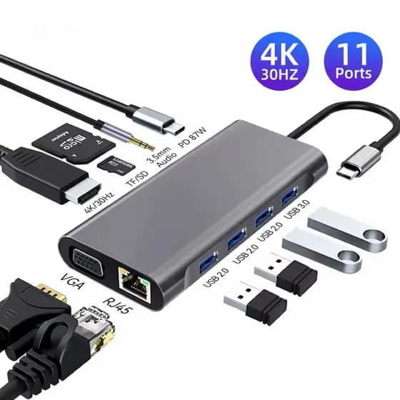 11 em 1 usb c hub tipo c para 4k hd -compatível usb 3.0 adaptador multifuncional