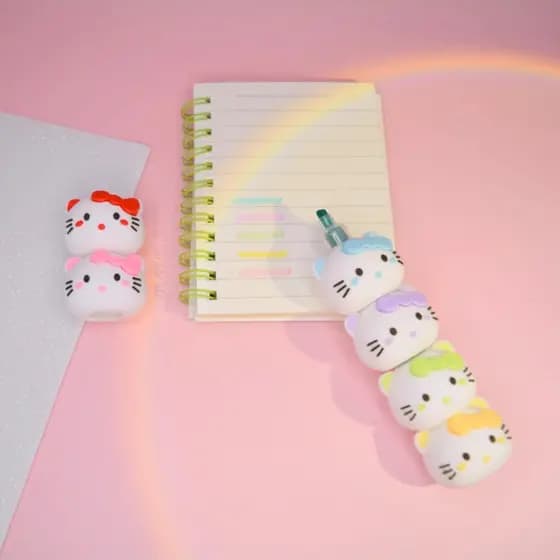 Marca-texto Hello Kitty torre 6 cores / Marca-texto divertido fofos