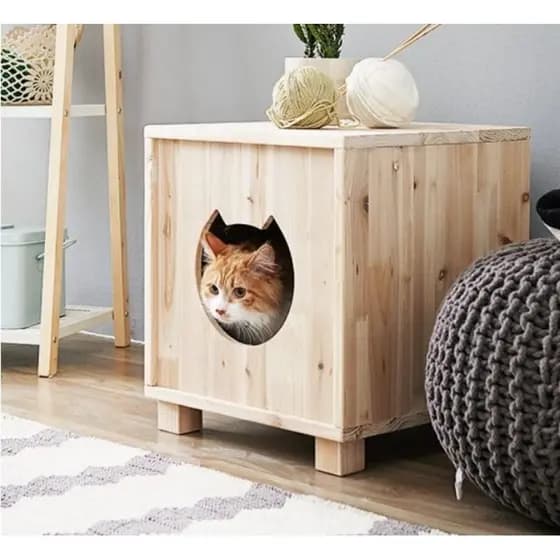 Casinha para 🐱 🐱 gatos de madeira pinus.