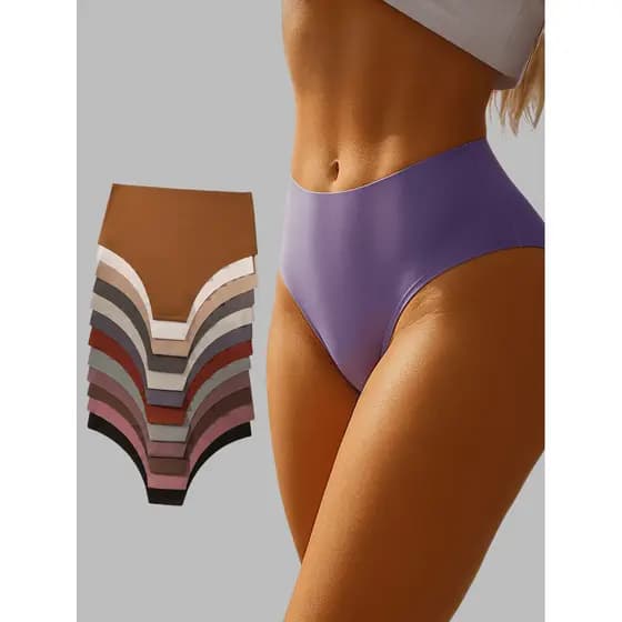 Kit 5 Calcinhas Cós Alto Sem Costura Conforto Premium que Desaparece Sob a Roupa