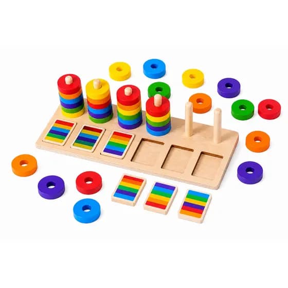 Jogo Educativo Infantil Madeira Cores e Forma Encaixe Coordenação Motora Criança Didático Montessori