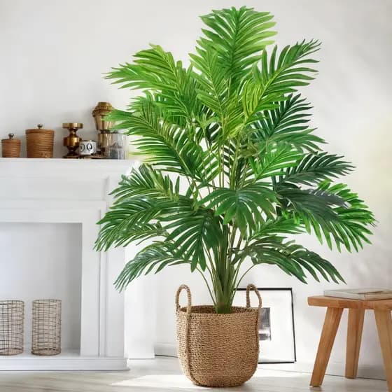 Folhas Planta Artificial Palmeira Areca Real Ao Toque 24 ou 48 Folhas Decoração Casa Escritorio
