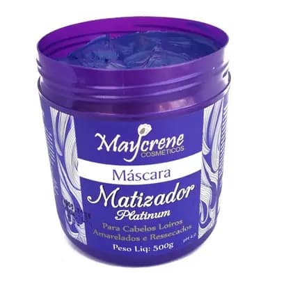 Máscara Matizadora Platinum Maycrene 500g Matizante Desamarela Cabelos Loiros Platinados Profissional