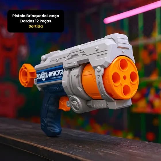 Pistola Brinquedo Lança Dardos meninos radical 12 Peças - Sortida