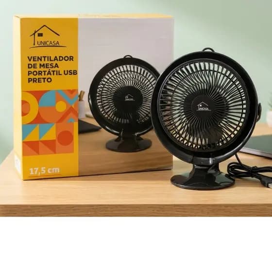 Mini Ventilador De Mesa Portátil USB Silencioso Forte P/ Notebook Pc Escritório Home Office Top