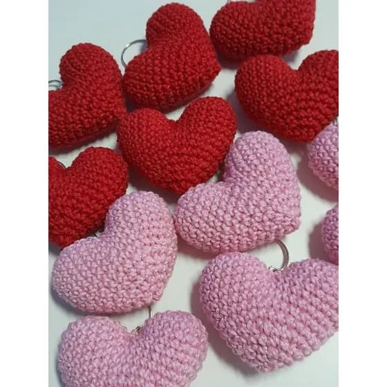 kit 10 chaveiros coração amigurumi 3d brinde lembrancinha