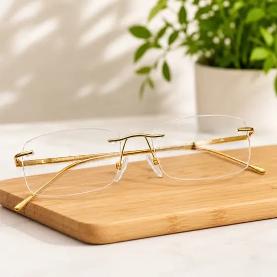 Oculos Sem Armação Aro Flutuante Masculino Retangular C7