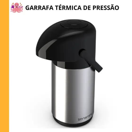 Garrafa térmica de Café Pressão Inox 600 ML e 1 Litro Água Chimarrão Leite Verona