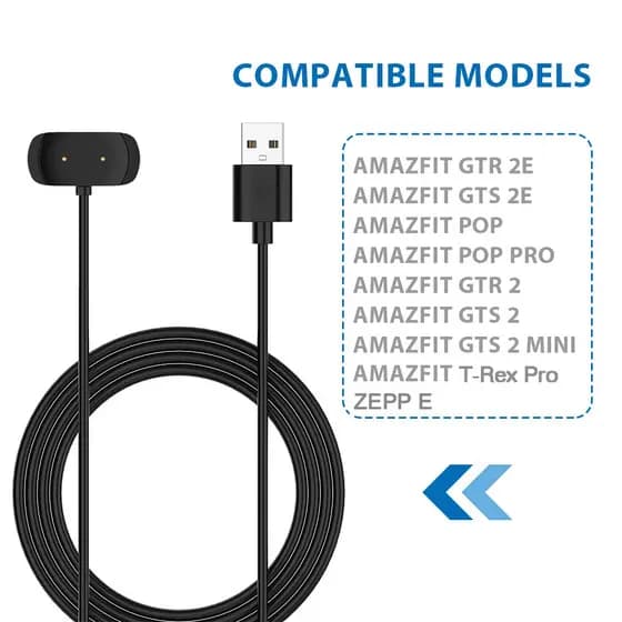 Cabo Carregador Usb Para Smartwatch Amazfit GTS2/GTS2E/GTR2/GTR2E/BipU/BipU Pro/Pop/Pop Pro/GTS2 Mini/GTR2E/Sim Zeppe E