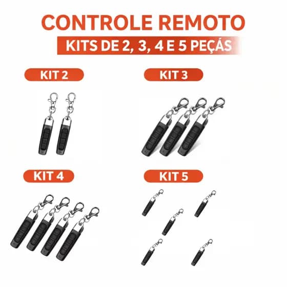 Controle Remoto Universal SLIM Portão Eletrônico elétrico 433MHz 4 Botões Compacto Chaveiro Garagem Alarme Premium