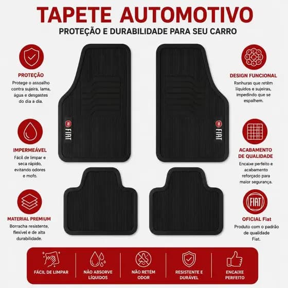 kit Tapete Para Carro Automotivo Bordado Personalizado 4 Peças