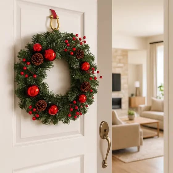 Guirlanda De Natal Verde Porta Decoração Natalina Linda Dourado