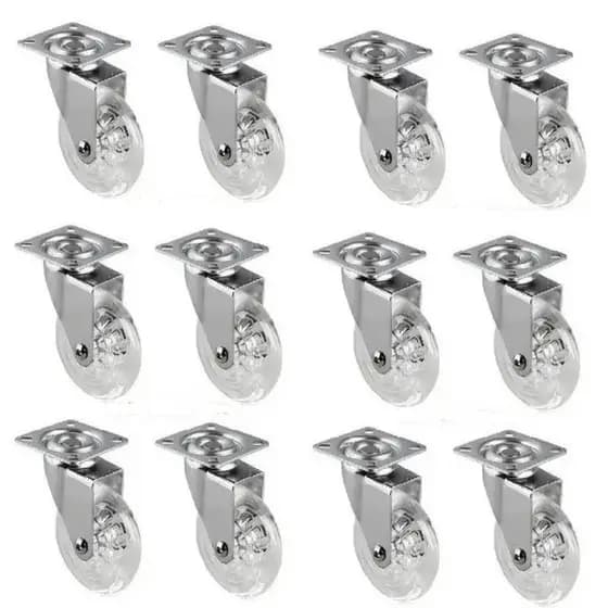 12 Rodinhas 50mm Rodízios Rodas Giratórias Sem Trava Para Móveis ou Carrinhos Gel Silicone AntiRisco