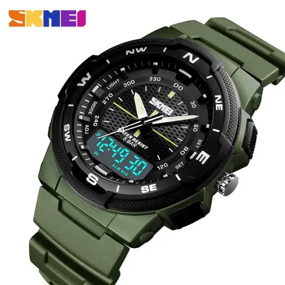 Skmei 1454 Relógio Masculino Multifuncional/Esportivo/Com Display/Ponteiro Luminoso À Prova D'água/Momento/Beleza 3/Eletrônico