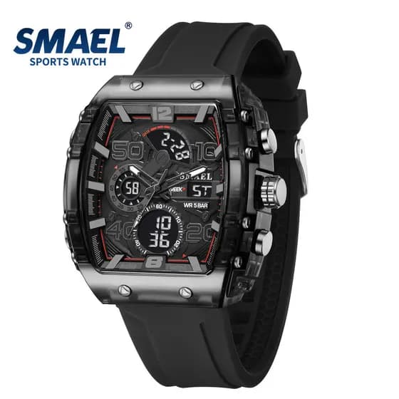 SMAEL 8109 Novo Relógio Masculino Multifuncional Esportes 50M À Prova Dwaterproof Água Display Duplo LED Night Light Laz