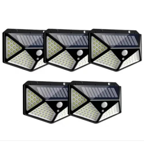 Luminária Solar 100 Led Com Sensor Jardim Prova D'água Promoção