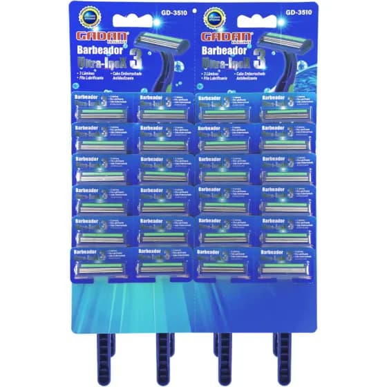 Barbeador Ultra Inox 3 Lâminas Kit 12 e 24 Unidades Fita Lubrificante Aloe Vera Barbear Suave