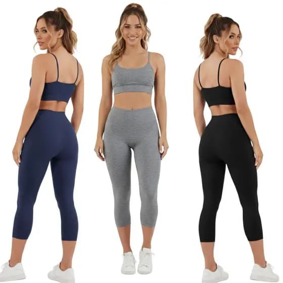 KIT 3 calça legging corsário feminina cintura alta suplex academia fitness lisa excelente qualidade