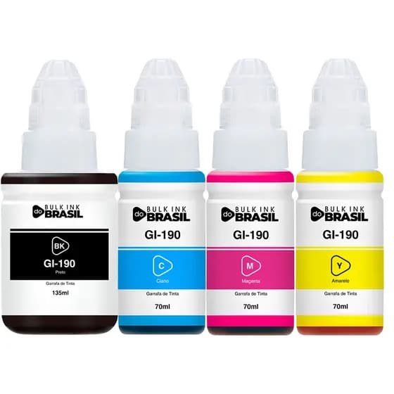 Kit 4 Tintas Para Canon G3110 G3111 G4100 G4110 G4111 G2100 Gi-190