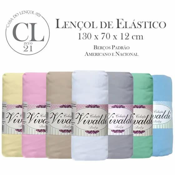 Lençol De Berço Padrão Americano Malha 100% Algodão Com Elástico