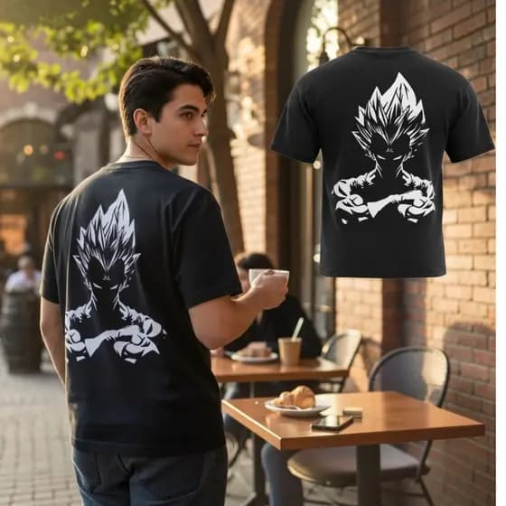 Camiseta Anime Vegeta Costas Masculina Streetwear 100% Algodão Premium