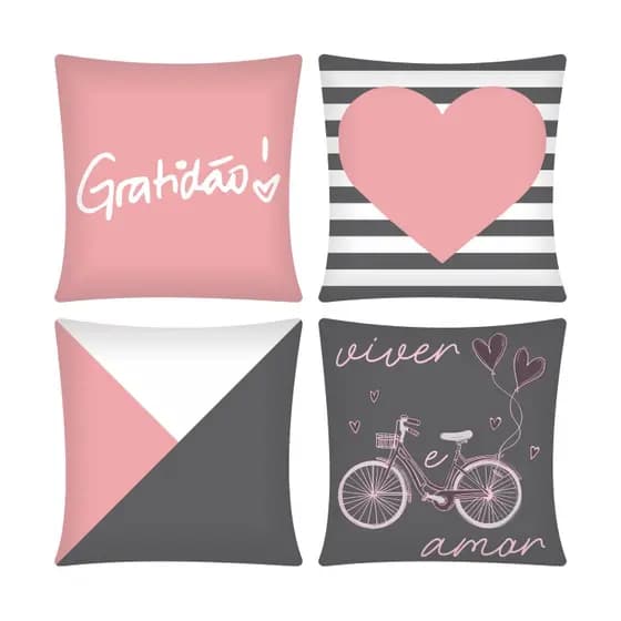 Kit com 4 Capas Decorativa para Almofada DECORATIVAS- LINDAS
