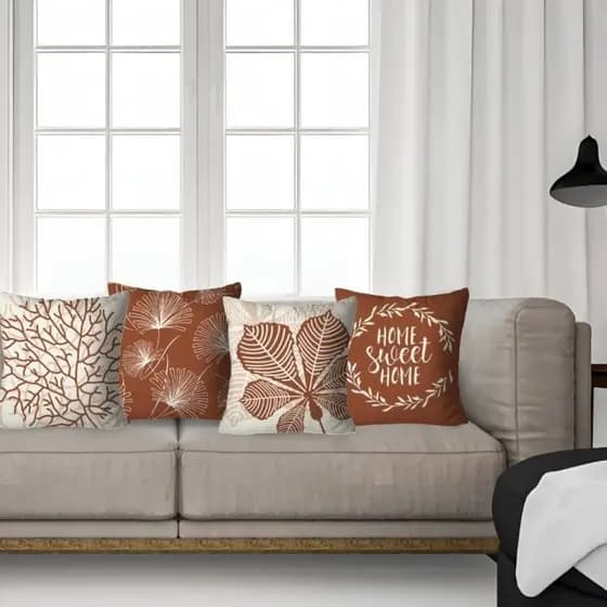 Kit com 4 Capas de Almofadas Decorativas e Estampadas Para Casa / Sala /almofada com frase / Capa em tons de marrom