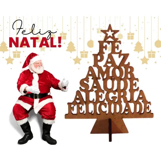 KIT 10 ÁRVORES DE NATAL E PALAVRAS Mdf 3mm - Porta Bombom Natal Natalino Lembrancinha Empresa Escola Enfeite de Árvore Guirlanda Papai Noel