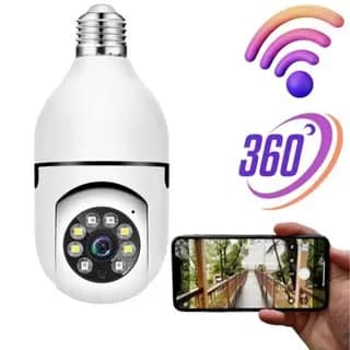 Kit Câmera Segurança 360° Prova D'água Sem Fio WiFi Full HD 1080p Visão Noturna Infravermelho Lâmpada App Yoosee