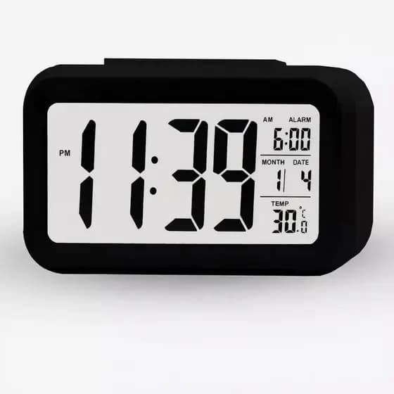 Relógio Despertador Digital de Mesa LED com Temperatura e Alarme - Brilha no Escuro