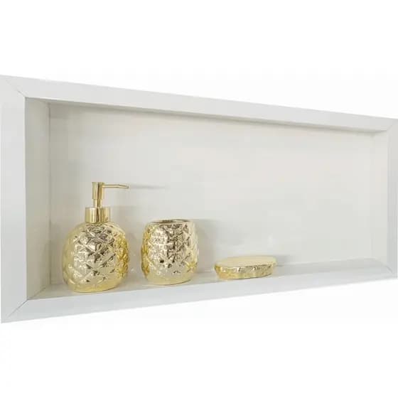 Nicho De Porcelanato Branco 80x30x10cm Com Porta Papel