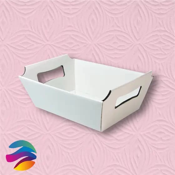 CESTA PAPEL BRANCO, 330G - Páscoa; Cesta de Chocolate; Café da manhã- CX002