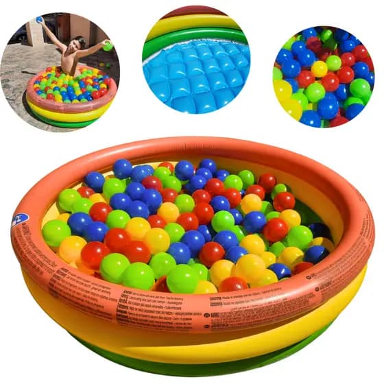 PISCINA INFLAVEL 126 LITROS COM 50 BOLINHAS COLORIDA FUNDO INFLAVEL