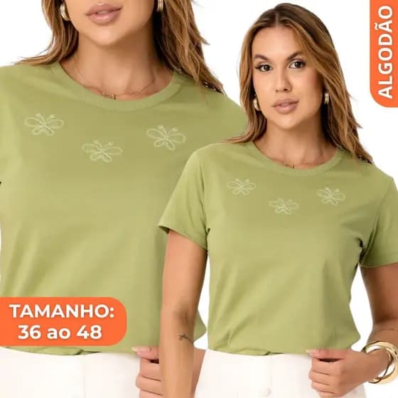 Camiseta T-Shirt Feminina Estampada 100% Algodão Manga Curta Estilosa Envio Imediato