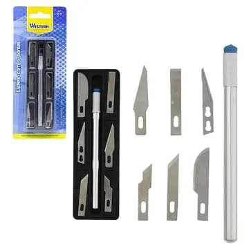 Estilete De Precisão Com 7 Peças (1 Base E 6 Laminas)