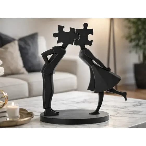Escultura Amor Casal Encaixe Quebra Cabeça | Presente Romântico