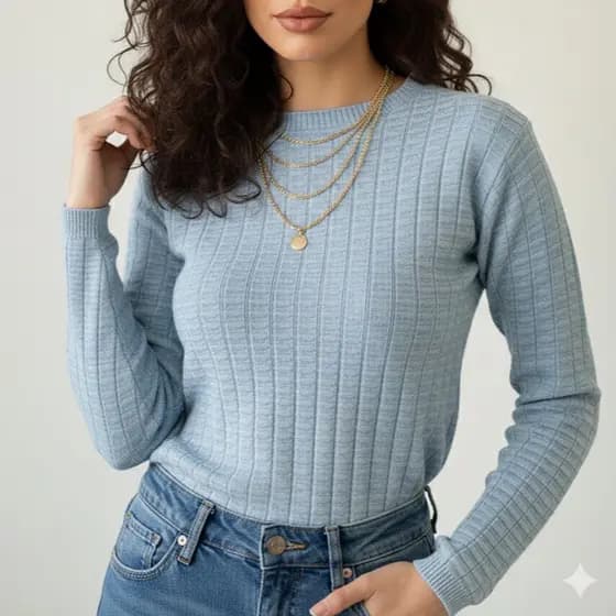 BLUSA FEMININA TRICOT MODAL MANGA LONGA COMPRIDA FRIO ROUPA ESTILOSA INVERNO 2026