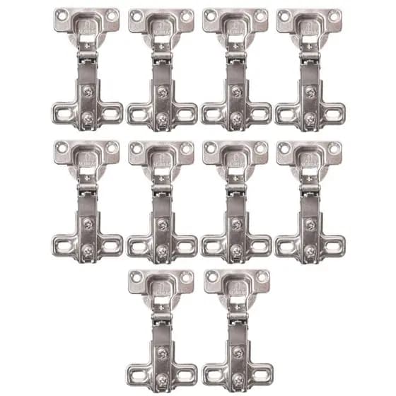Kit 10 Dobradiça Curva 26mm Alta Porta Armário Móveis com Calço