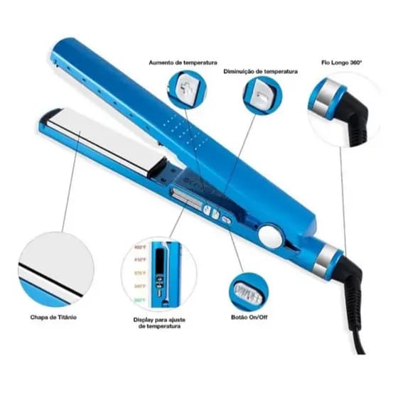 Chapinha Nano Titanium Azul - Aquecimento Rápido e Design Ergonômico